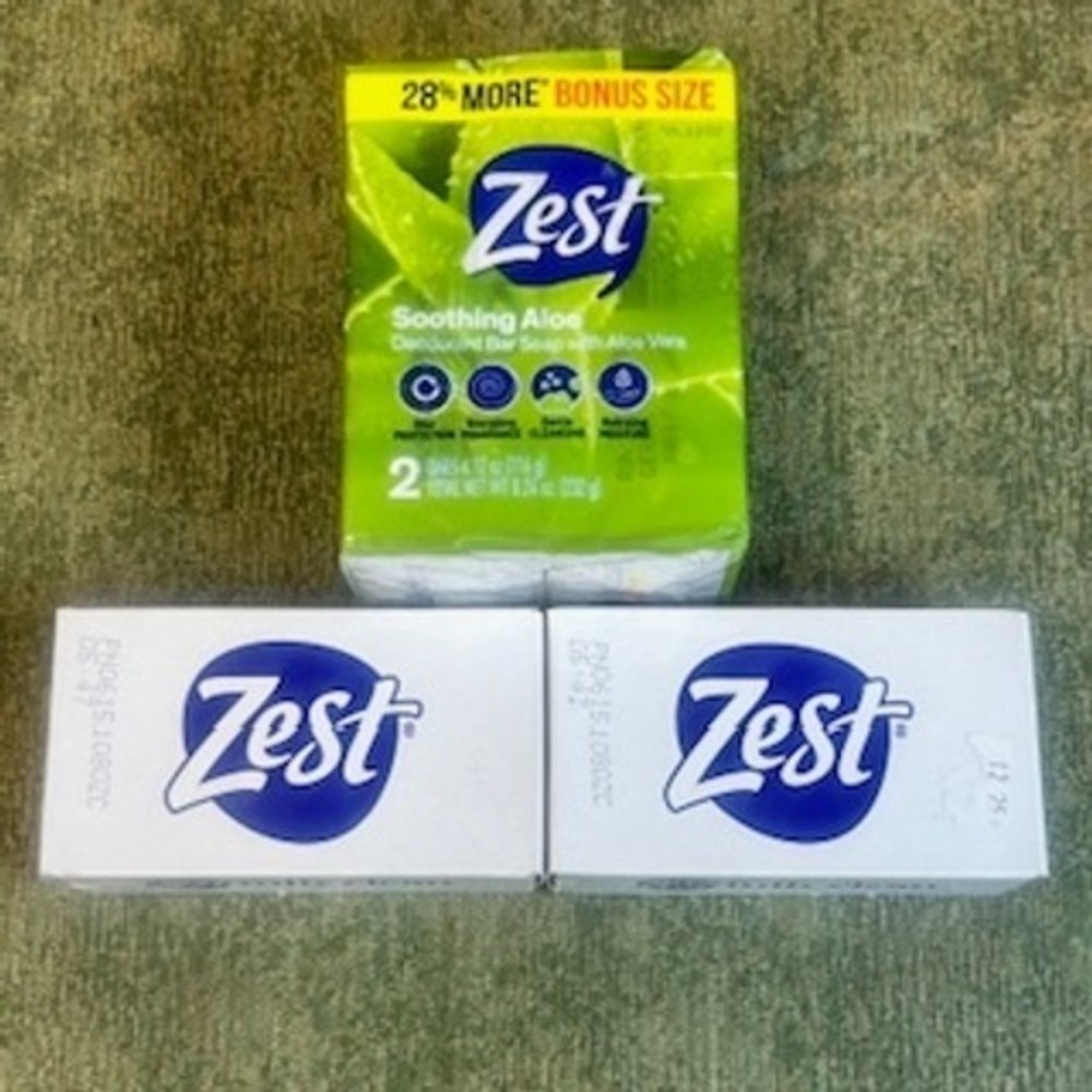 Zest Soothing Aloe and Fully Clean‎ Bar Soap Bundle 4 Bars Total